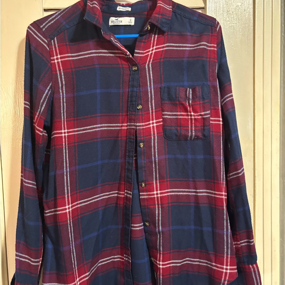 Hollister Red and Blue Checkered Flannel Shirt